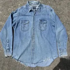 80s Wrangler ラングラー ウエスタンシャツ デニムシャツ L相当