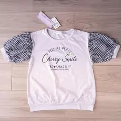 チェック柄袖 Tシャツ　130　半袖トップス