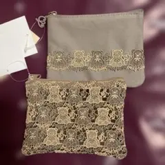 近沢レース店　2点セット　フラットポーチ & ポケットティッシュポーチ