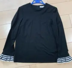 BORDERS at BALCONYフリルボーダー袖カットソー38黒