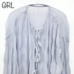 【GRL】前後2Wayプリーツリボンカーディガン　ブルー