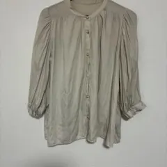 ベージュ 長袖ブラウス ポリエステル100%