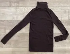 【ユニクロ】メリノリブタートルネックセーター ダークブラウン（M）