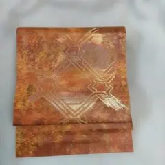 511-39　名古屋帯　作り帯に変更可能　亀甲　刺繍　銀箔　太鼓柄　 幾何学模様