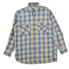 高配色 希少 80年代 ブルー×イエロヴィンテージ ネルシャツ エルエルビーン