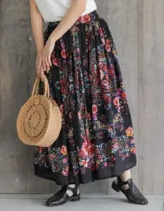 イーザッカマニアストアーズ　インドコットン　マキシ花柄ロングスカート　F