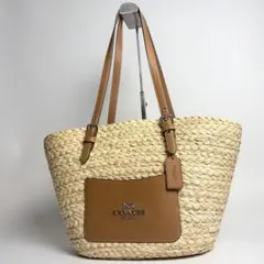 【極美品】COACH カゴバッグ ストロー ラージ トートバッグ 肩掛け