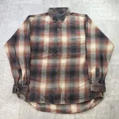 90s 00s Shah Saf ヴィンテージヘビーネルシャツ チェック L相当