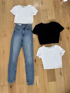 ZARA レディース服まとめ売り 4点 クロップドTシャツ デニム Sサイズ
