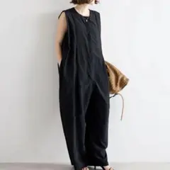 ⭐︎Gauze# ガーゼ リネンアトリエオールインワン 黒 美品 - メルカリ