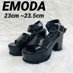 美品 EMODA エモダ 厚底サンダル ストラップ 太ヒール M 黒 GYDA