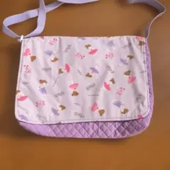 ハンドメイド　ショルダー図書袋バレリーナ紫のサムネイル