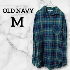 OLD NAVY チュニックシャツ 【M】 グリーン系チェック オーバーサイズ