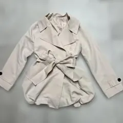 【美品】トレンチコート ベージュ M ウエストリボン フレア 上品 フェミニン