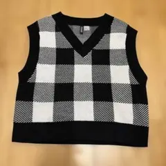 H&M DIVIDED チェック柄ニットベスト XS