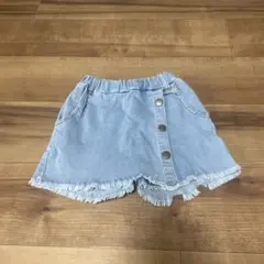 フリンジ付きライトブルーショートパンツ 100
