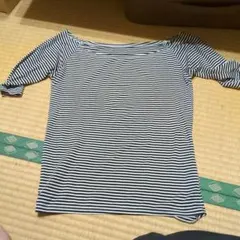 ボーダーカットソー 七分袖 ボートネック 白黒