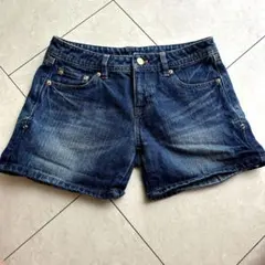 デニム ショートパンツ ロールアップ可能　L