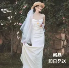 ウェディングドレス　マーメイド　スレンダーライン　背中開き　結婚式　前撮り　S
