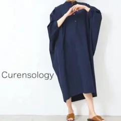 ⭐︎タイムセール⭐︎カレンソロジー　コットンリネンドルマンワンピース　ダークブルー Curensology(カレンソロジー)/コットンリネンドルマンワンピース