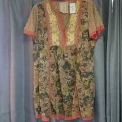 asknowasdebase 半袖 ワンピース チュニック アジアン エスニック