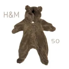 H&M クマ耳フリースロンパース 50