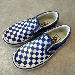 VANS 17.0cm Classic Slip-On チェッカーボード　青