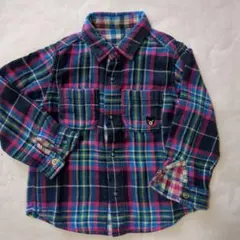 男児100　ダブルビー　チェックシャツ　リバーシブル　長袖　DOUBLE.B