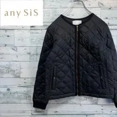 ☆美品☆エニィスィス　キルティングノーカラージャケット　ブラック　サーモライト