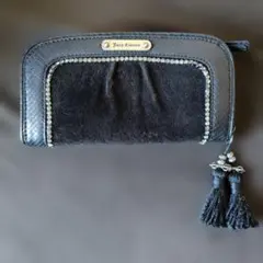 ★JuicyCouture★ベロア&レザー長財布ブラックのサムネイル