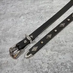 スタッズ　レザー　ナロー　ベルト　ハンドメイド　belapi-84 スタッズ レザー ナロー ベルト ハンドメイド belaro-84 - メルカリ
