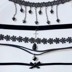 新品 チョーカー 5個セット プチプラゴシックコスチューム ブラック ネックレス