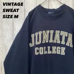 MV SPORT カレッジプリントスエットトレーナー M ネイビー　アメリカ古着