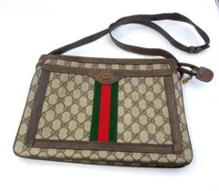 希少 GUCCI オールドグッチ ショルダーバッグ シェリーライン GG金具 茶