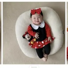 美品★ミニーちゃん風ロンパース★ヘアバンド付き