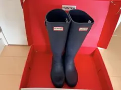 HUNTER ネイビー ロングブーツ バックル付き