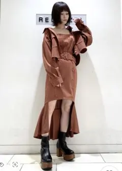 REDYAZEL フェイクスエードジャケット＆スカートセットアップ