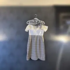 [値下げ］オフショルダー ホワイト チェック柄ドレス