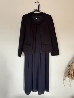 11号 ネイビー ツイード ジャケット& ワンピース 入学式 卒業式 ロング