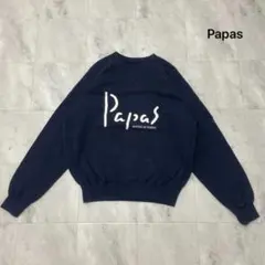 Papas パパス スウェット トレーナー長袖 プリントロゴ Vガゼット 90s