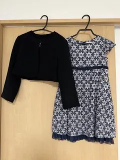 組曲キッズ　ワンピース　ボレロ　花　130 刺繍　セット　入学式　卒園式　発表会