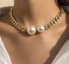 w53 新作 大粒 ダブル パール ネックレス☆レディースファッション 212