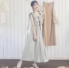 越智ゆらの× Privève チェックワンピース ライトブルー - メルカリ