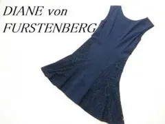 ダイアンフォンファステンバーグ　ストレッチ　サイドレース　ワンピース　ネイビー