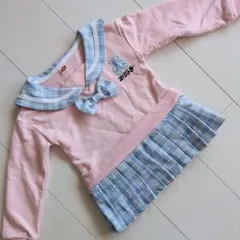 セーラー襟のピンクワンピース 90