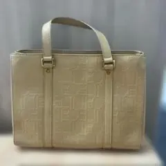 CELINE　セリーヌ　ロゴ　レザー　ハンドバッグ トートバッグ　ベージュのサムネイル