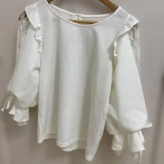 INGNI 長袖 ホワイト レース袖 フリル ブラウス M