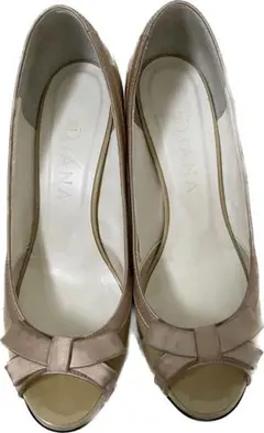 ダイアナ　リボン　オープントゥ　パンプス