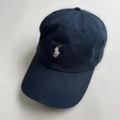 90s POLO ラルフローレン　キャップ　レザーベルト　ポニー　ネイビー　帽子