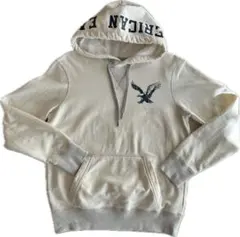 AMERICAN EAGLE フード付きパーカー (裏起毛)クリーム色